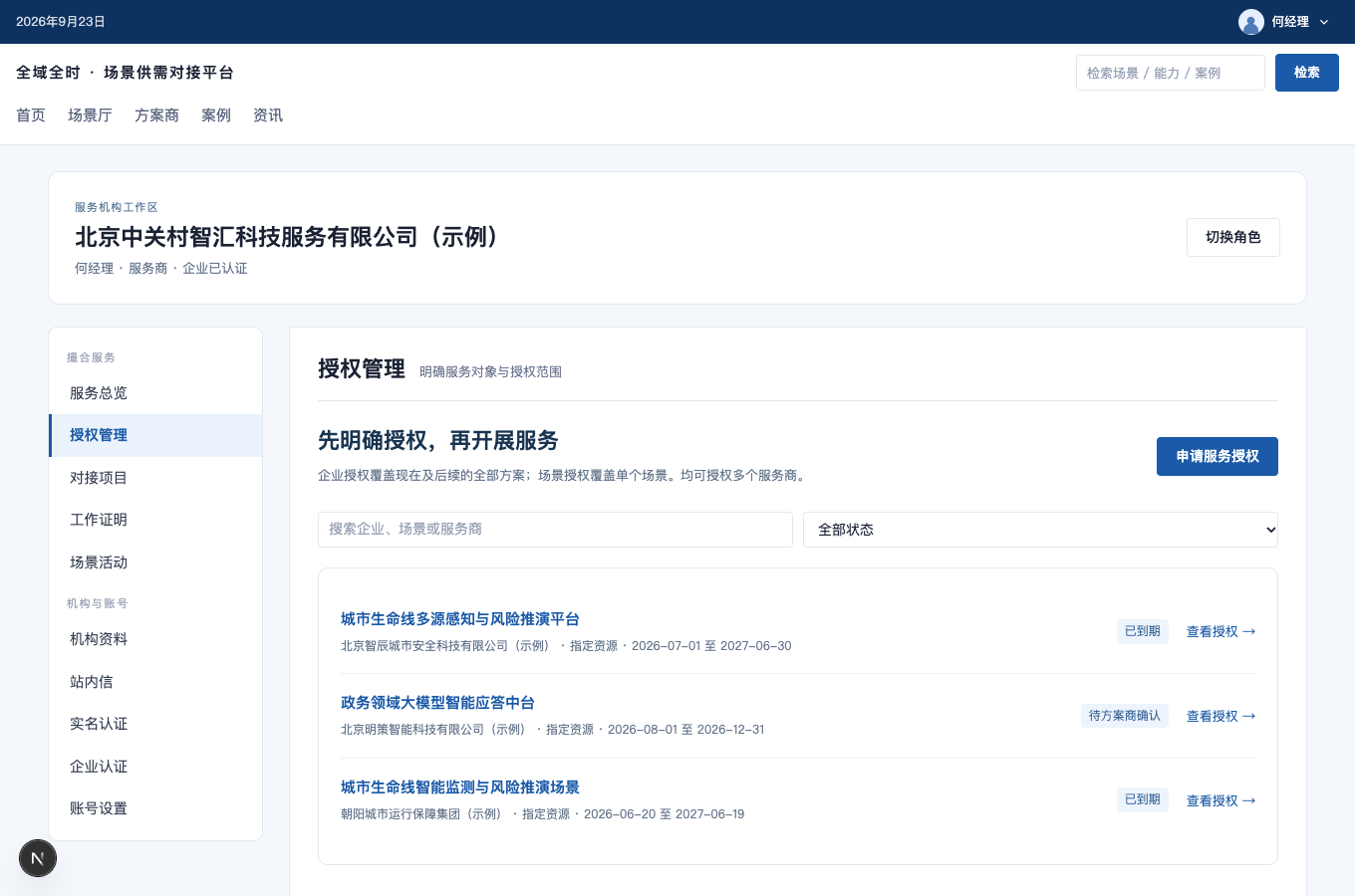 打开授权管理的完整界面截图